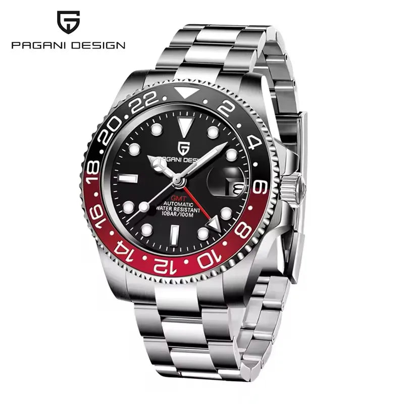 2026 PAGANI DESIGN 40MM Purple Dial GMT Men Mechanical Watch Jubilee Bracelet Sapphire Glass Waterproof Automatic Watch for Men