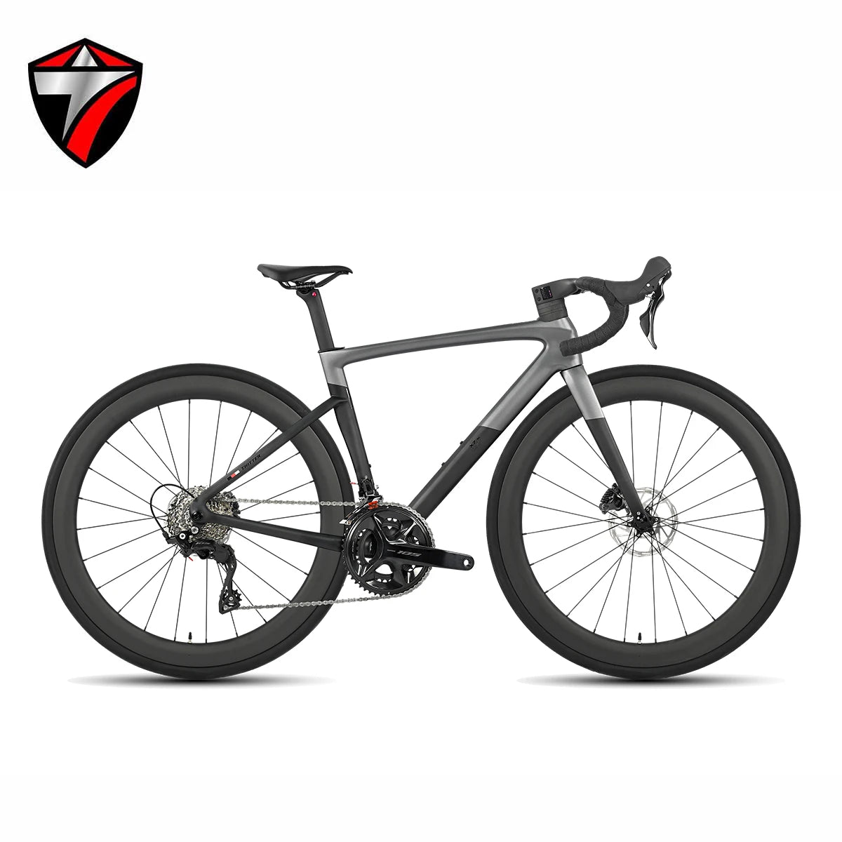 Bicicleta de carretera de carbono TWITTER X7, Shimano 105 Di2 de 2x12 velocidades, 7.7 kg, juego de ruedas de carbono ligero, bicicleta de carreras con frenos de disco
