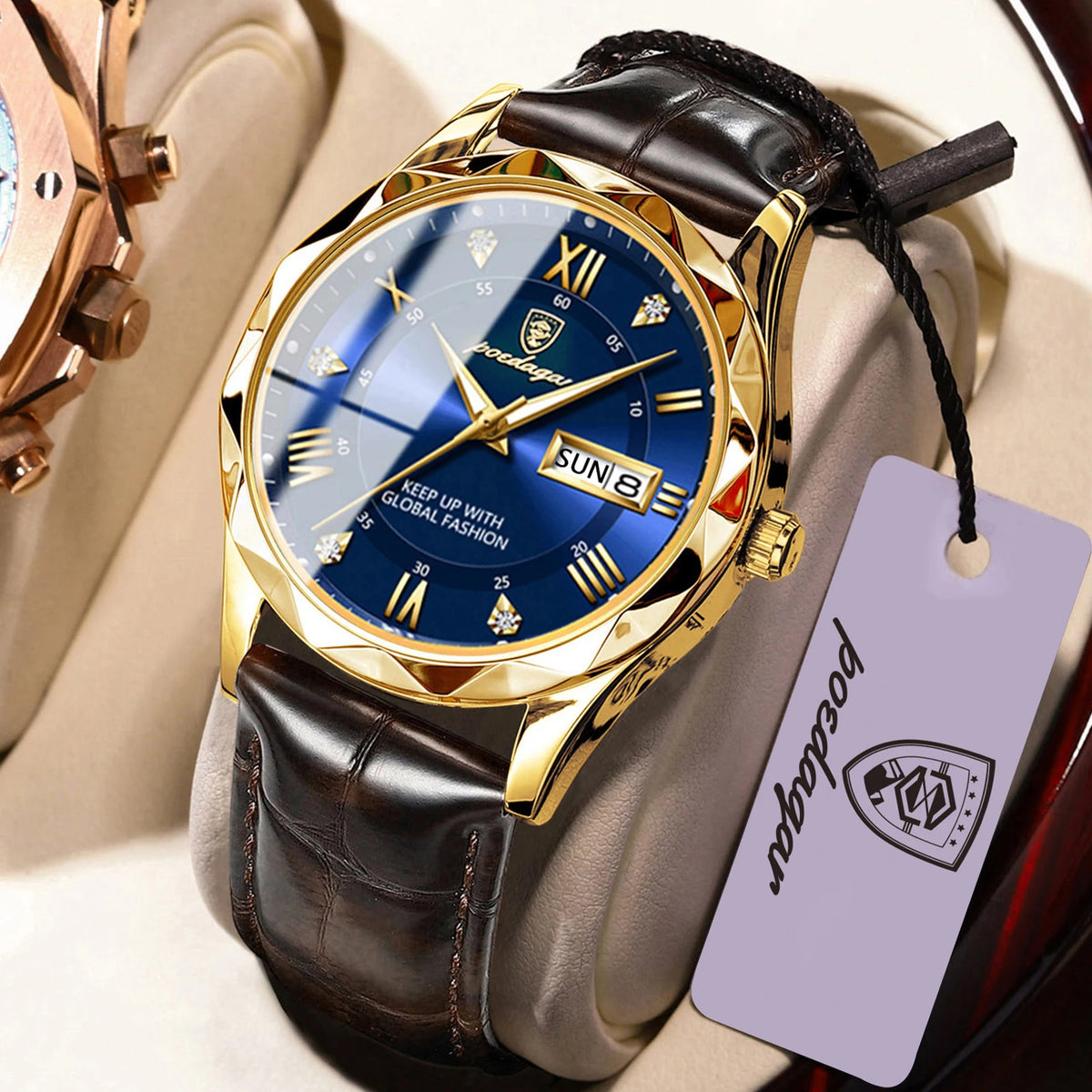Reloj de pulsera para hombre POEDAGAR, diseño moderno, resistente al agua, luminoso, con calendario semanal, cuarzo, correa de piel, estilo ejecutivo