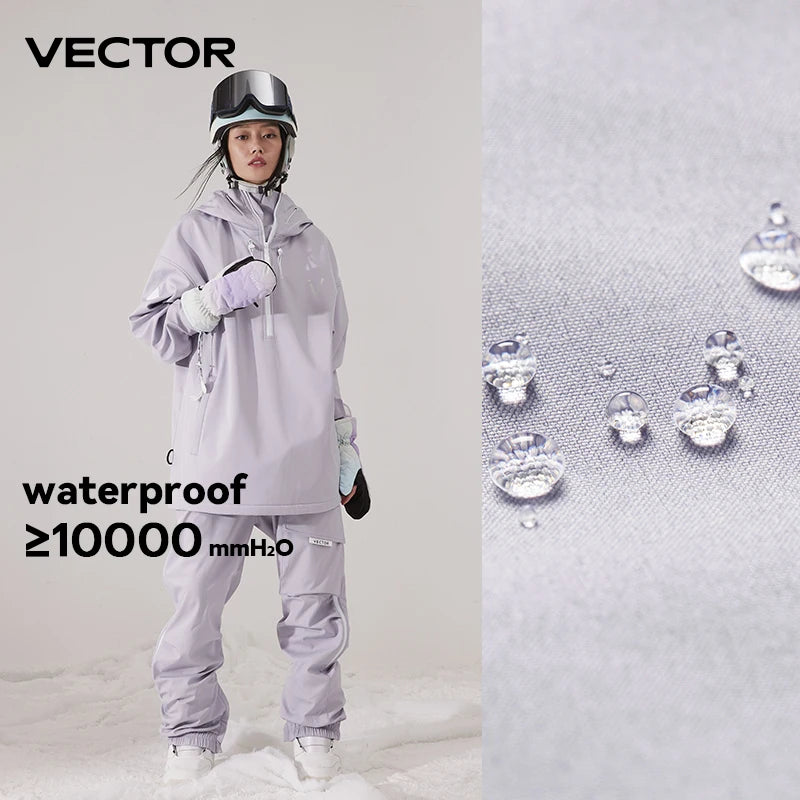 Conjunto de chaqueta y pantalones de esquí VECTOR para invierno, para mujer y hombre, de color liso, térmico, para practicar deportes de nieve, chaqueta de snowboard, resistente al viento, ropa de montaña, ropa de esquí.