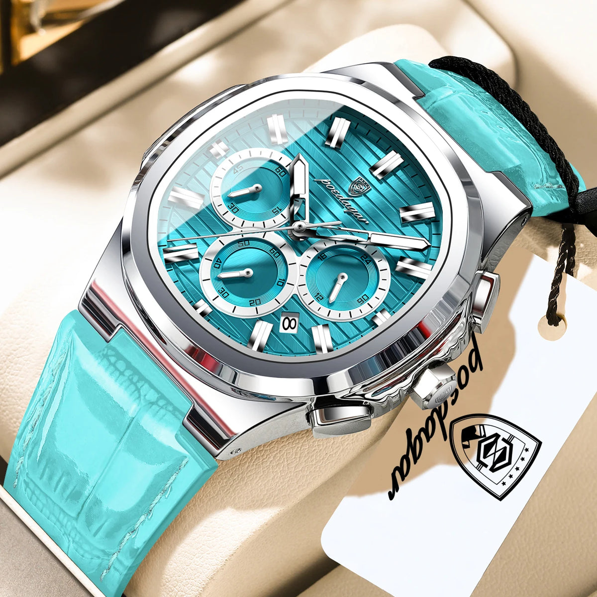 POEDAGAR Sports Top Men Watch Waterproof Luminous Date Chronograph Man Wristwatch Leather Casual Quartz Men’s Watches Male Reloj