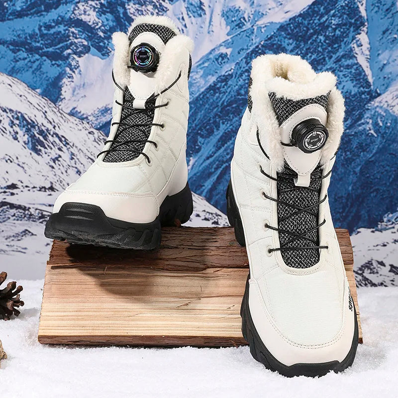 2025 Botas de nieve cómodas y gruesas con forro polar para hombre, zapatos cálidos y versátiles para exteriores, nuevo estilo de invierno, a la moda