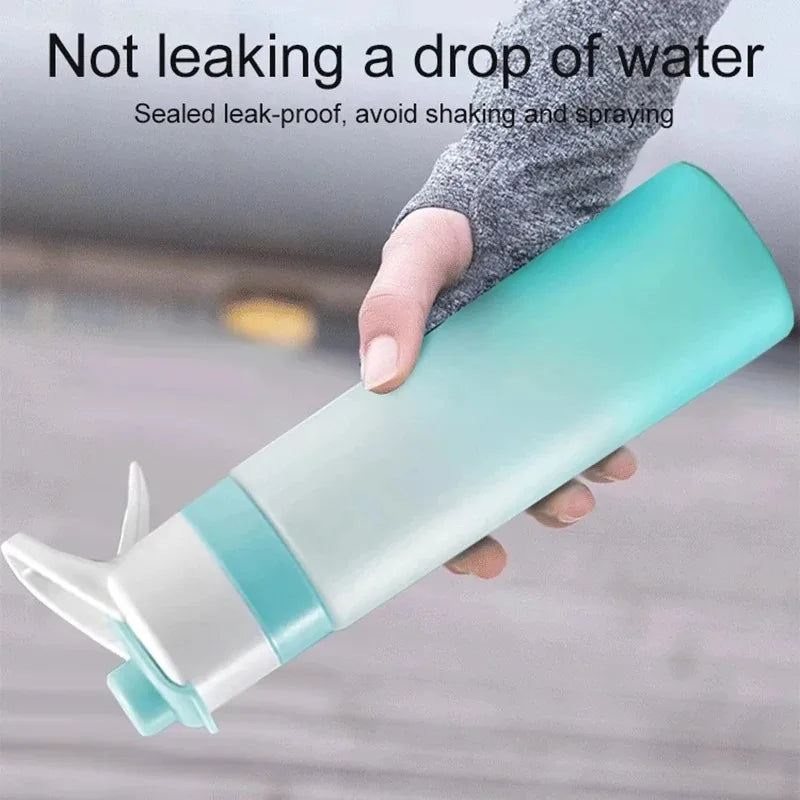 Botella de agua pulverizada de 650ml, botella de agua portátil para deportes al aire libre para niñas, gimnasio, Fitness, artículos para beber, senderismo, montar, botella de agua