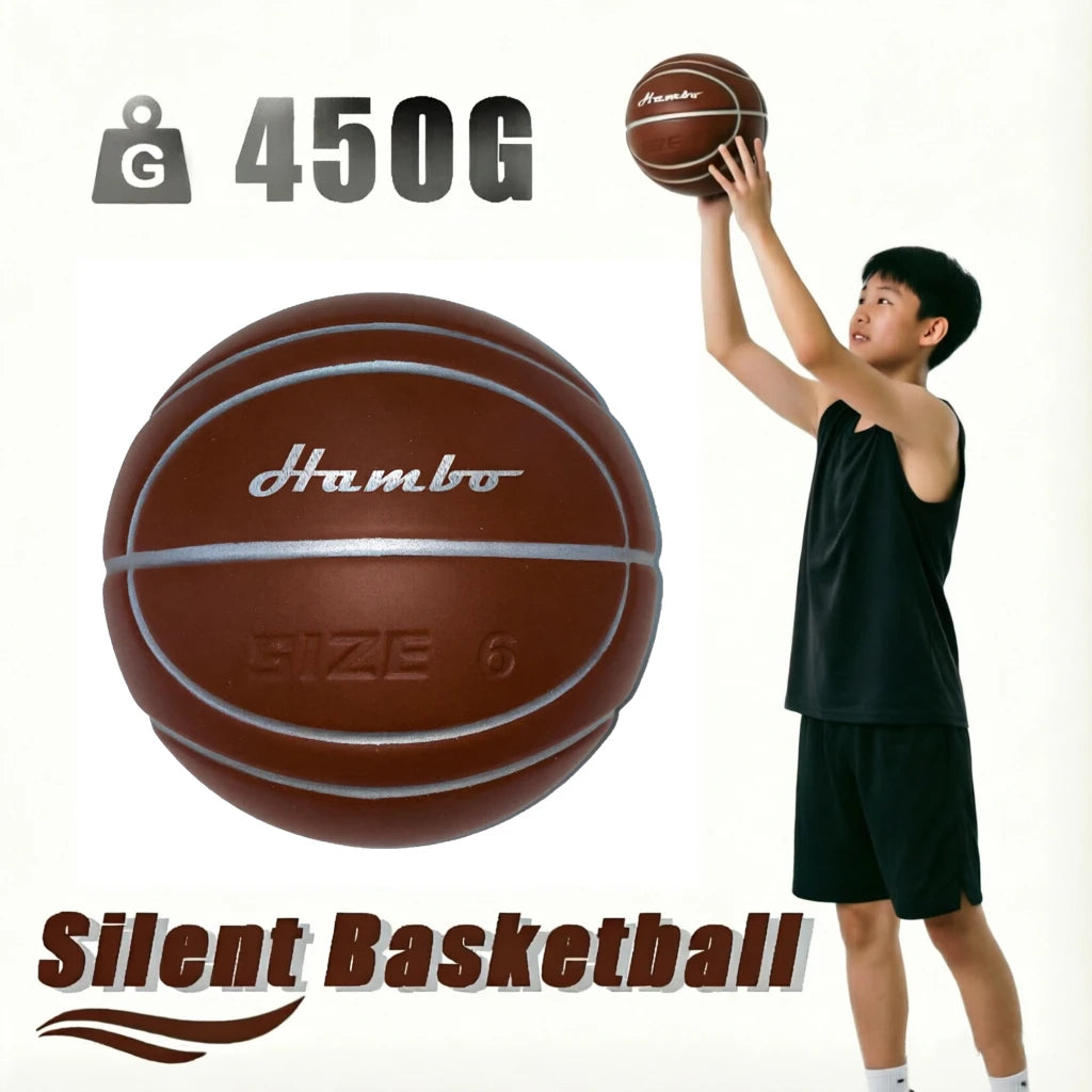Nuevo Balón de Baloncesto Silencioso 600G-Talla 7 para Hombre, 450G-Talla 6 para Mujer/Adolescente, Balón de Espuma sin Aire para Driblar Silenciosamente en Interiores, SilentTrain