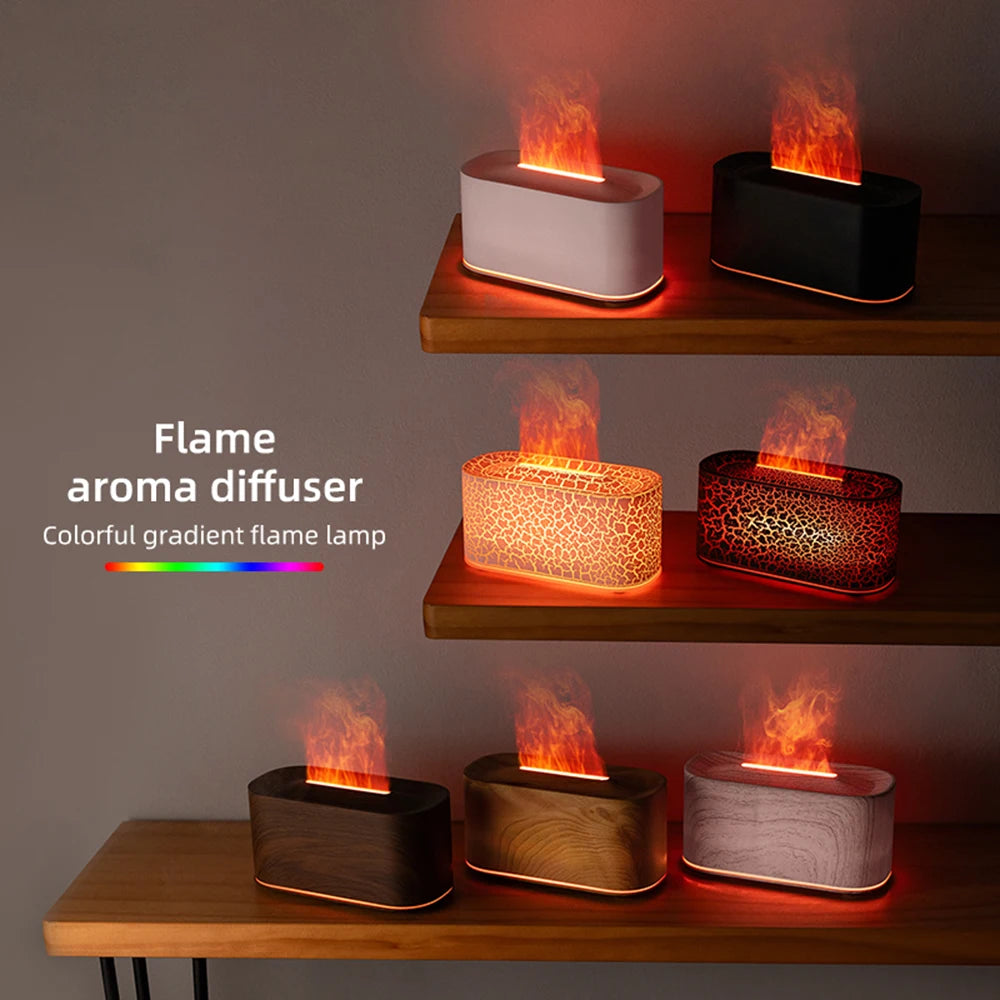 Difusor de aromaterapia con efecto de llama, difusor de aceites esenciales y humidificador de niebla fría, humidificador silencioso para el hogar y el dormitorio