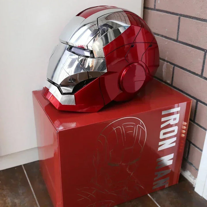 Casco Eléctrico de Iron Man de Marvel 1:1 MK50 MK5 con Control por Voz y Ojos con Luz, Modelo de Juguete para Adultos, Tecnología Vestible, Regalo de Navidad