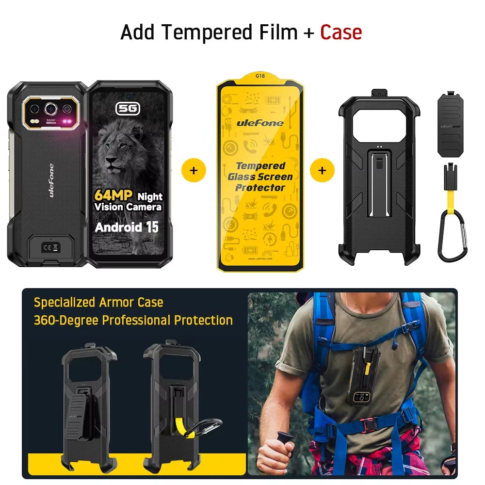 Teléfono resistente Ulefone Armor 27 Pro 5G, smartphone de 10600 mAh, cámara de 50 MP, visión nocturna de 64 MP, Android 15, hasta 24 GB+256 GB, NFC, teléfono resistente al agua