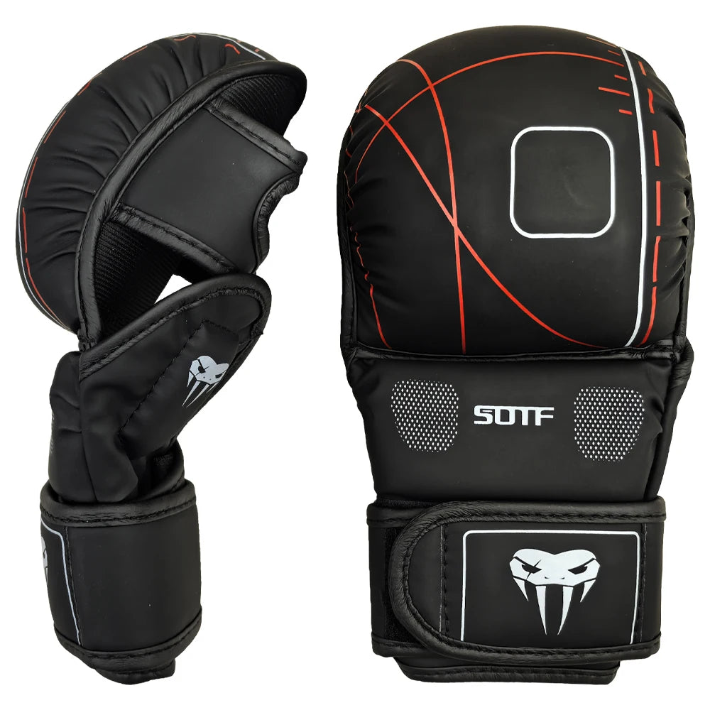 Guantes de entrenamiento de boxeo MMA para adultos profesionales, cojín de cuero de medio dedo, nudillos Sanda para saco de arena