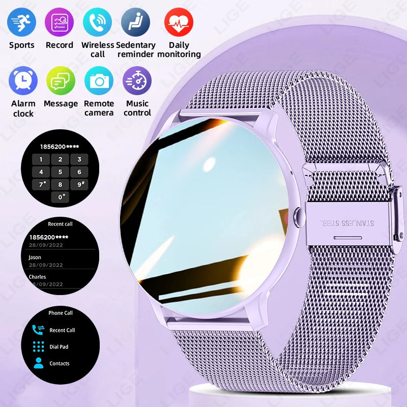Reloj inteligente LIGE 2026, nuevo rastreador de actividad física deportivo con pantalla táctil completa, resistente al agua IP68, reloj inteligente con llamadas Bluetooth para hombres y mujeres