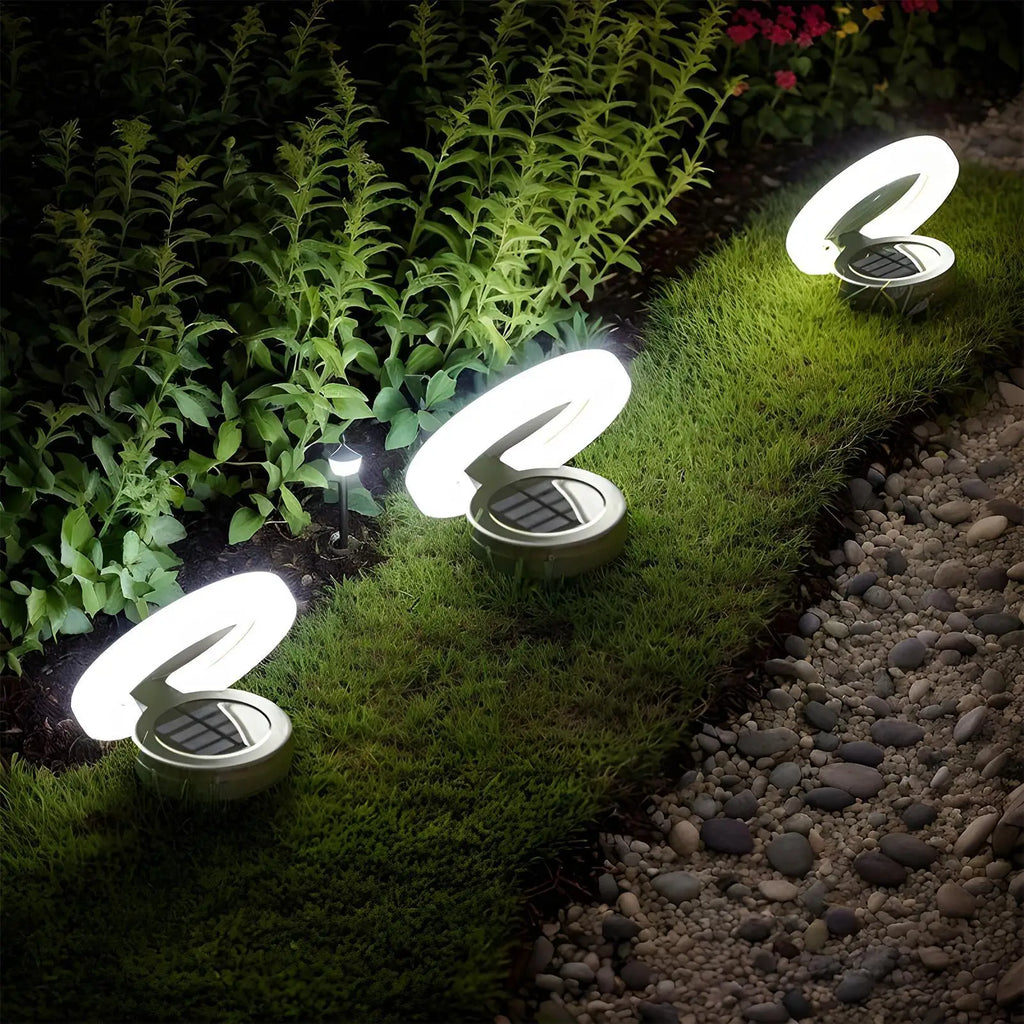 Luces solares de jardín para estaca, lámpara de disco impermeable para exteriores, luces solares de jardín LED giratorias de 360 grados con sensor inteligente para patio trasero