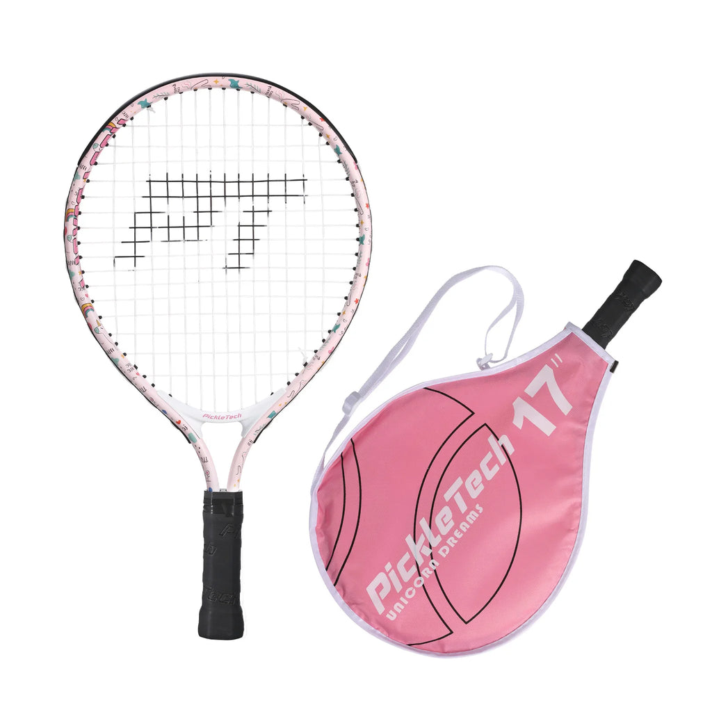 AMASPORT&PickleTech Raqueta de Tenis para Niños de 17 Pulgadas, Raqueta de Tenis de Aluminio con Bolsa para Niños Pequeños, Raquetas para Jugar al Aire Libre/Interior