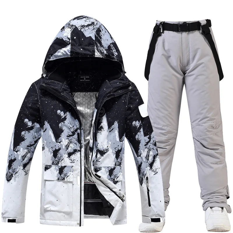 Nuevo traje de esquí de montaña nevado para hombre, ropa de nieve cálida impermeable a prueba de viento para invierno y exteriores, chaqueta de snowboard para parejas y mujeres, pantalones