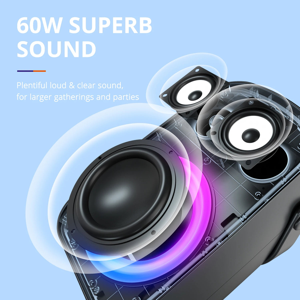 Altavoz Bluetooth Tronsmart Halo 110 con micrófono, sistema de sonido de 3 vías, modos de audio duales, control por aplicación, para fiestas