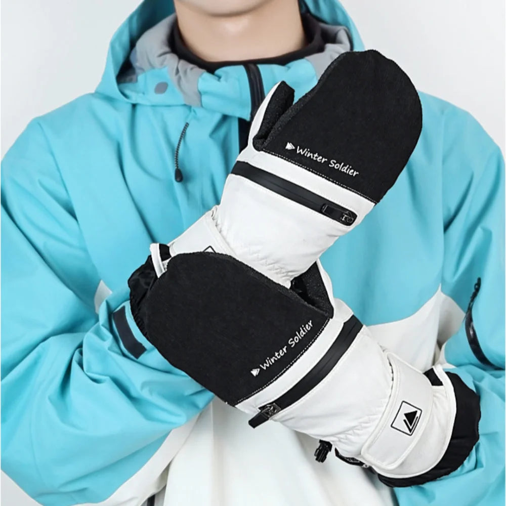 Guantes de esquí para invierno, fabricados con material resistente al desgaste, para snowboard, para hombres y mujeres, guantes térmicos para la nieve con protectores de muñeca incorporados.