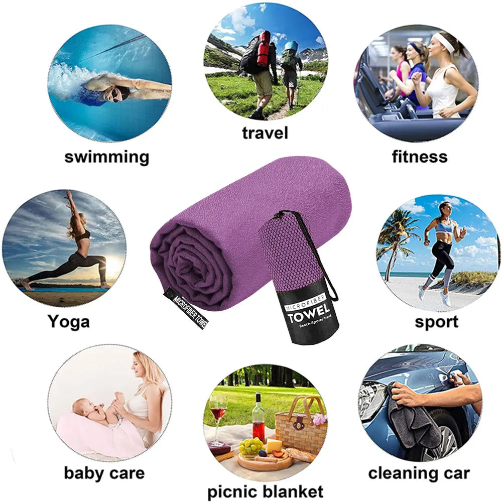 Toallas suaves de microfibra de Color sólido, juegos de toallas para deportes al aire libre, de secado rápido, para Fitness, piscina, viajes ligeros