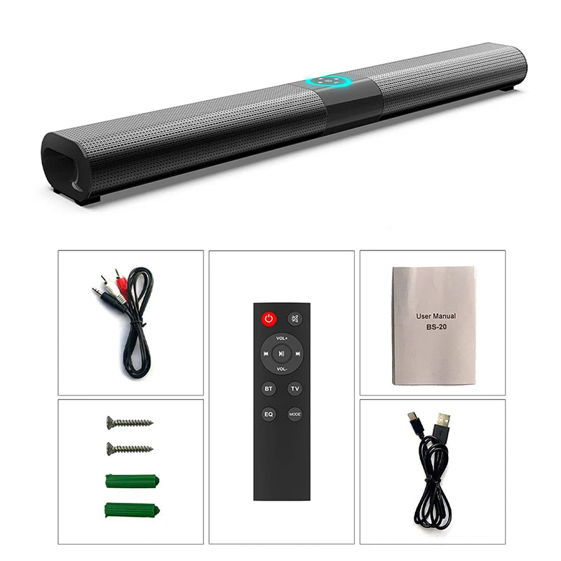 Barra de Sonido Bluetooth para TV, Subwoofer, Música, Radio FM Inalámbrica, Caja de Sonido, Bocina Grande, Bajo, Columna Bluetooth