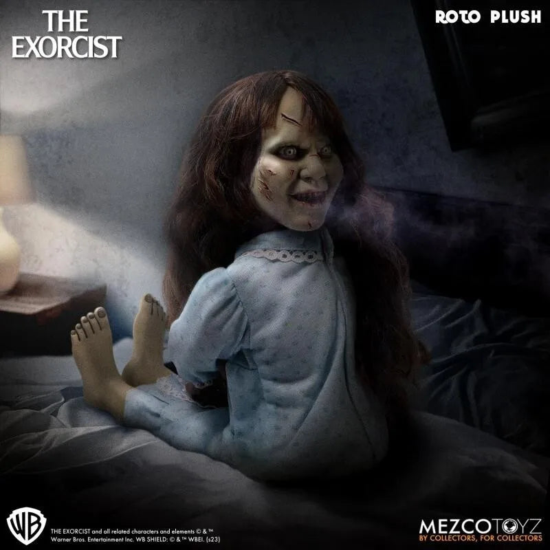 Figura de acción de Regan de The Exorcist de Mezco Toyz, 18 pulgadas, de felpa, coleccionable de terror para adultos