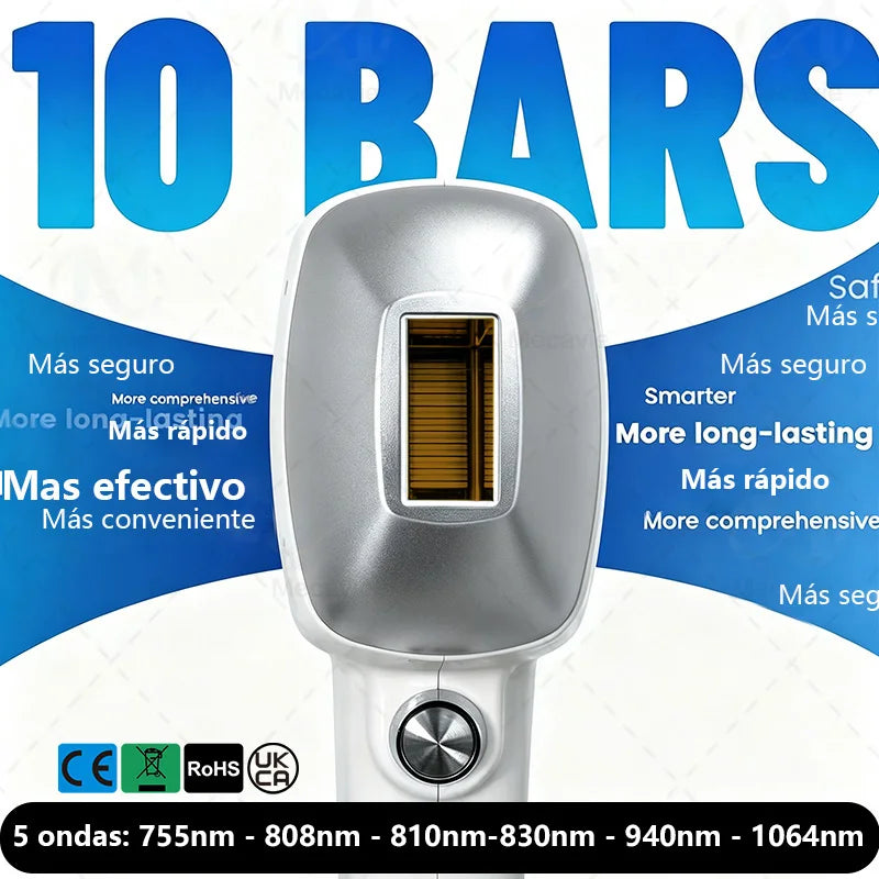 Máquina de Depilación Láser de Diodo y Láser de Picosegundos 2 en 1 808nm, Máquina de Eliminación de Tatuajes con 6 Longitudes de Onda 755 808 830 810 940 1064nm