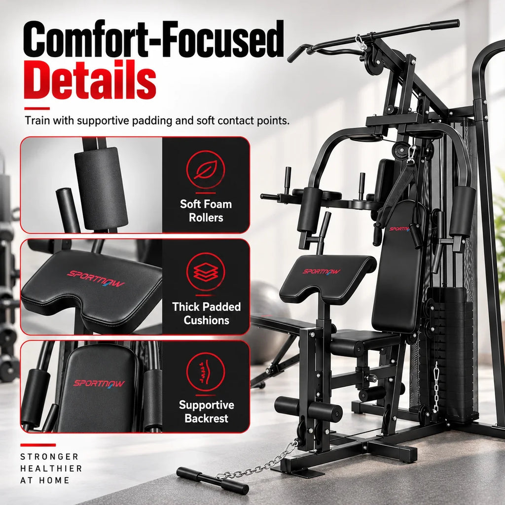 Sistema completo de entrenamiento físico en casa para la pérdida de peso y el aumento de la fuerza, máquina de gimnasio multifuncional con capacidad para ejercicios de todo el cuerpo, resistencia ajustable, diseño cómodo
