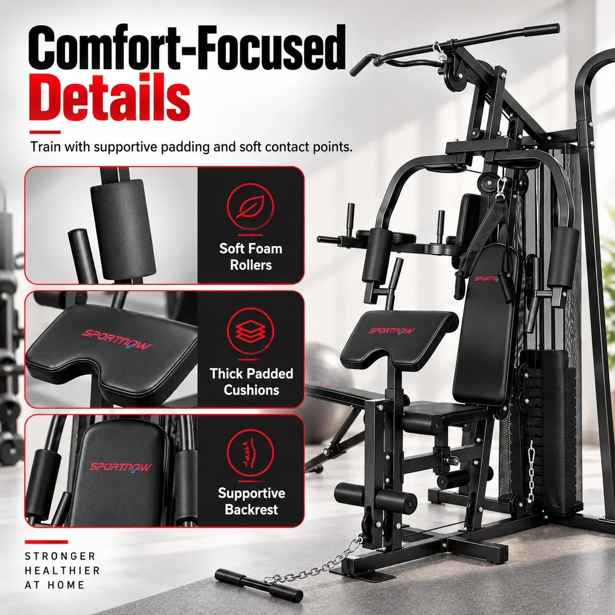 Sistema completo de entrenamiento físico en casa para la pérdida de peso y el aumento de la fuerza, máquina de gimnasio multifuncional con capacidad para ejercicios de todo el cuerpo, resistencia ajustable, diseño cómodo