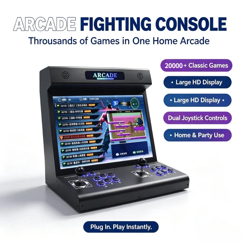 Máquina Arcade de 22 Pulgadas con Pantalla LCD, Bartop S812 3D H3 Pandora Box 23000 en 1, Doble Joystick y Botones, con Ranura para Monedas