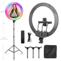 Anillo de Luz LED RGB para Selfies con Trípode, 11 Estilos, 18 Pulgadas (45 cm), Recargable por USB, Regulable, para Estudio Fotográfico