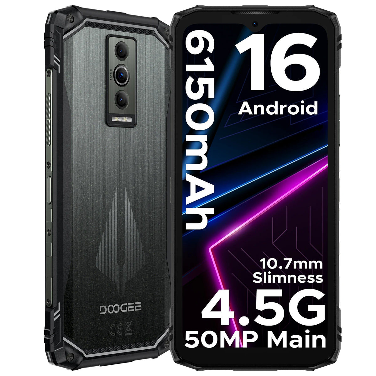 Smartphone resistente DOOGEE Blade10 Pro Energy 12GB+128GB, pantalla HD+ de 6.56”, batería grande de 6150mAh, cámara IA de 50MP, UNISOC T7250, NFC, Android 16