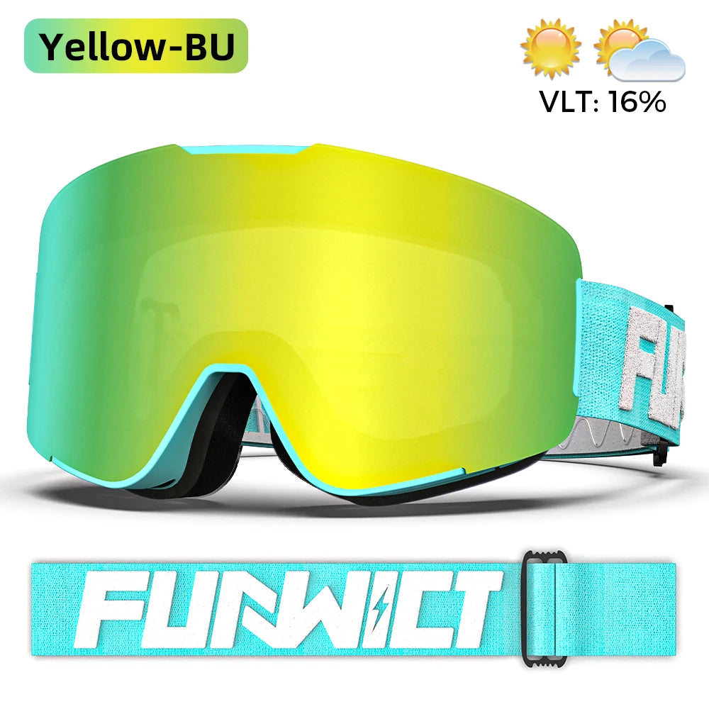 Gafas de esquí FUNWICT para hombres, mujeres y adultos, antivaho, protección UV, lentes de doble capa, gafas para nieve, snowboard, motos de nieve, esquí