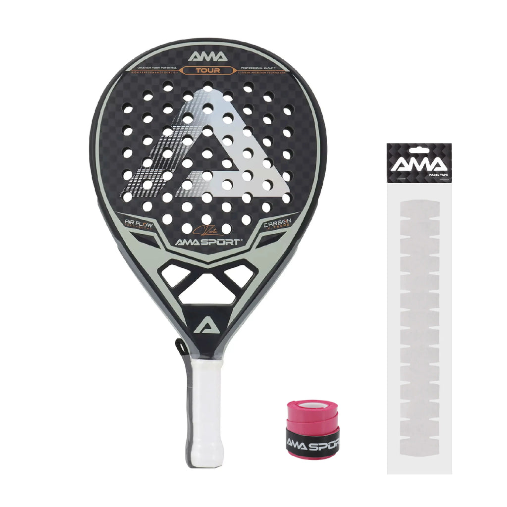Raqueta de Padel de tenis AMASport, superficie de fibra de carbono de 12K con memoria EVA, espuma flexible, núcleo, punto de equilibrio, potencia y Control
