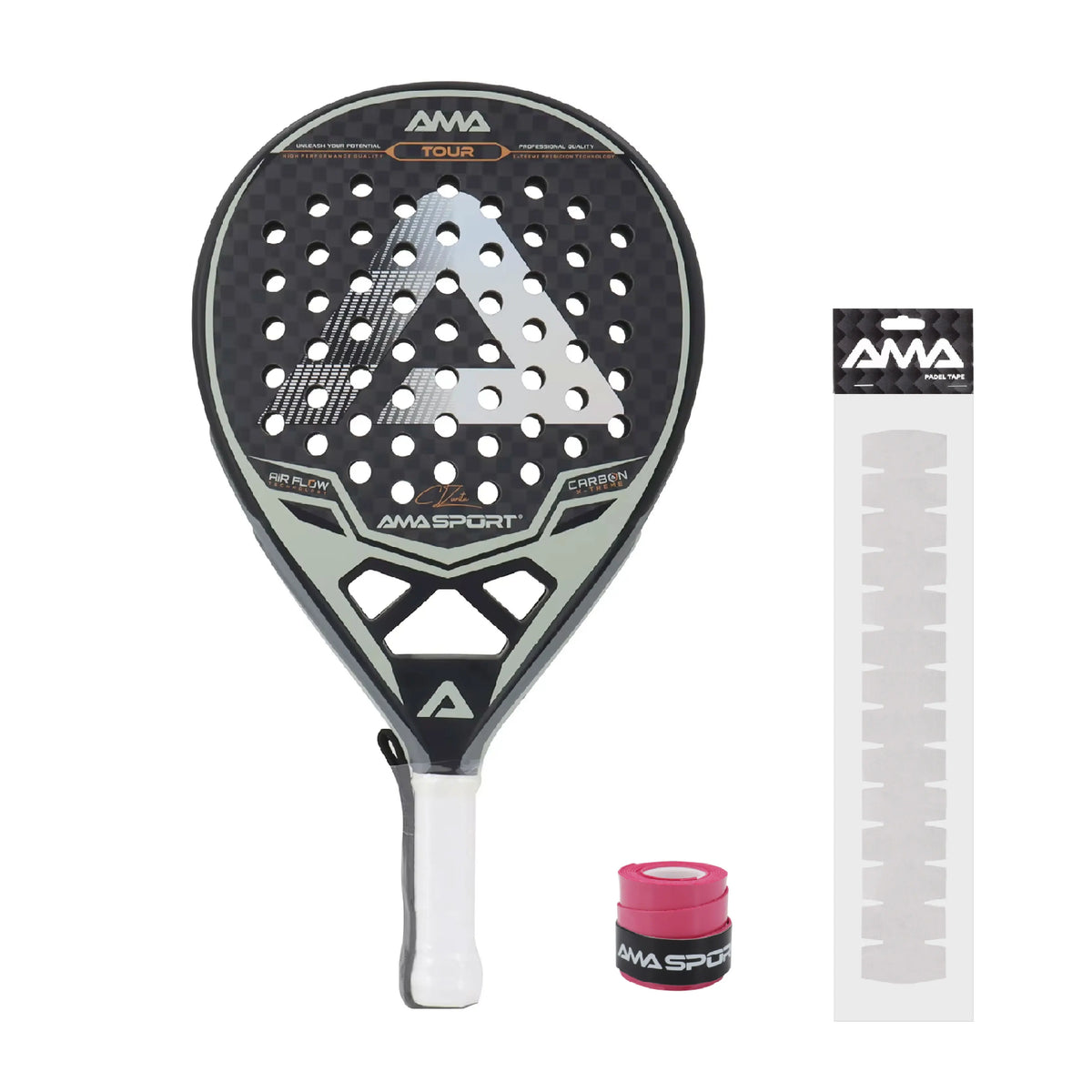 Raqueta de Padel de tenis AMASport, superficie de fibra de carbono de 12K con memoria EVA, espuma flexible, núcleo, punto de equilibrio, potencia y Control