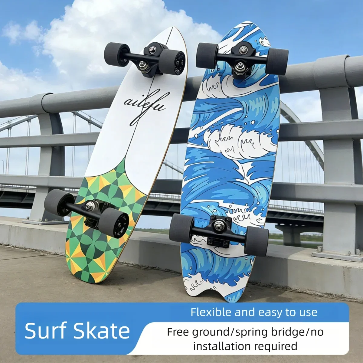 Patineta de Surf de 32 Pulgadas, Modelo S6, con Ejes de Resorte, Tabla de Madera de Arce de 7 Capas, Ruedas de PU HR80A, Completa, para Principiantes y Adultos, para Usar en la Calle