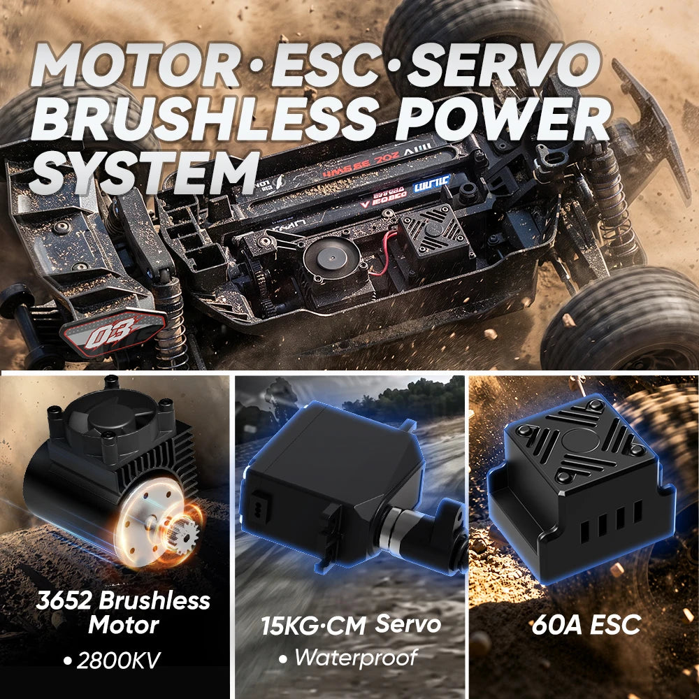 2026 NUEVO SC10 1:10 4WD RTR Coche RC JIUSI FPV Monster Truck de Bashing Servo de 15KG 50+mph Coche RC Todoterreno sin Escobillas con Giroscopio ESC HOBBYWING 60A 2.4G 5CH Alcance de 350m Camión RC de Alta Velocidad Batería