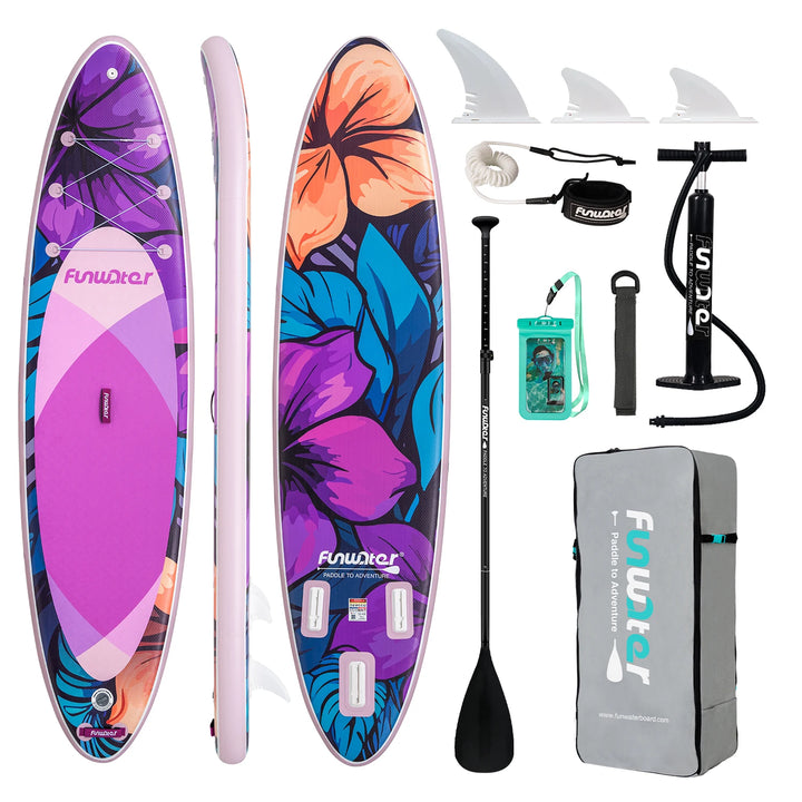 Tabla de Paddle Surf Inflable FunWater, Tabla SUP Antideslizante de 320–385 cm, Tabla de Paddle Surf Portátil Inflable para Surf, Turismo, Pesca, Yoga y Deportes Acuáticos