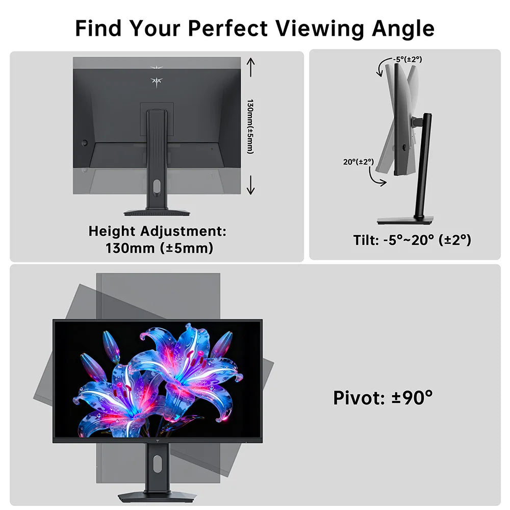 KTC H27T7P-2 Monitor para juegos IPS rápido QHD de 27 pulgadas 2560x1440 210Hz con overclocking 1ms MPRT HDR400 Adaptive Sync FreeSync G-Sync 400cd/m² 131% sRGB Soporte ergonómico Altura ajustable VESA Doble HDMI DP Luz az