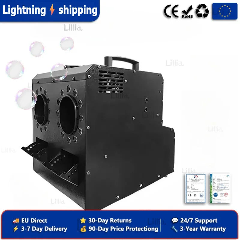 Máquina de Burbujas de Humo de Doble Orificio con Control Remoto DMX 512 para Bodas, Escenarios, Bares, KTV, Discotecas, Efectos de Iluminación