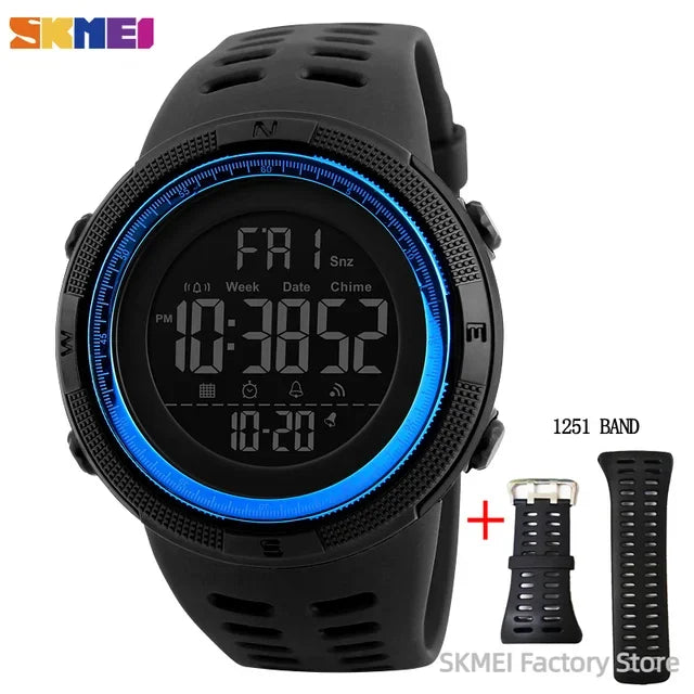 SKMEI 1251 Digital Watch for Men Waterproof Sports Electronic Countdown Mens Wristwatches Military Date Clock 1560 Reloj Hombre