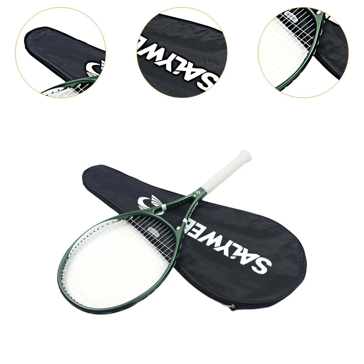 Raqueta de tenis ligera de fibra de carbono con mango antideslizante, herramienta de entrenamiento con bolsa para adultos y principiantes