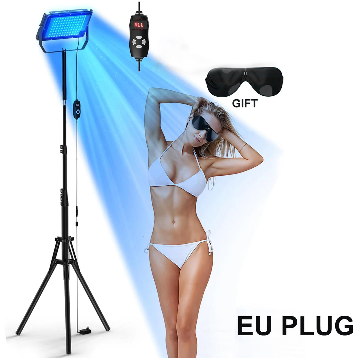Lámpara de Bronceado Ultravioleta de 50W, 96 Leds de Luz Azul, Lámpara de Solárium de 460nm 480nm, Luz de Bronceado Corporal Completa para Interiores, Cuidado Profesional de la Piel