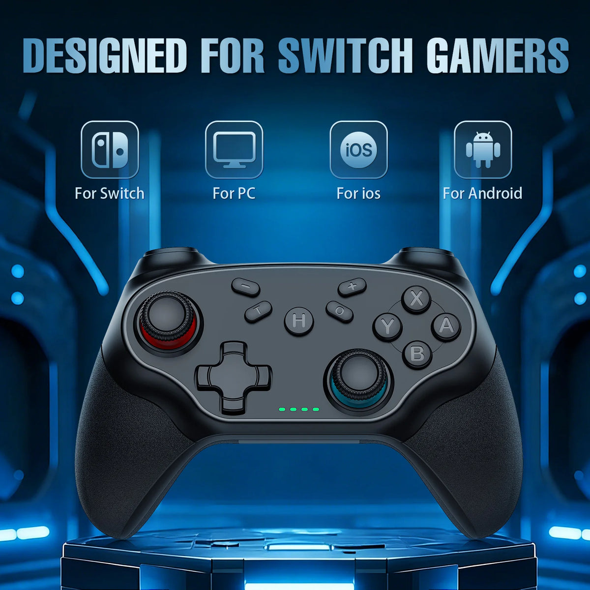 Mandos de juego para Nintendo Switch/Pro/OLED/PC, mando inalámbrico Bluetooth con vibración y función turbo, joystick para videojuegos