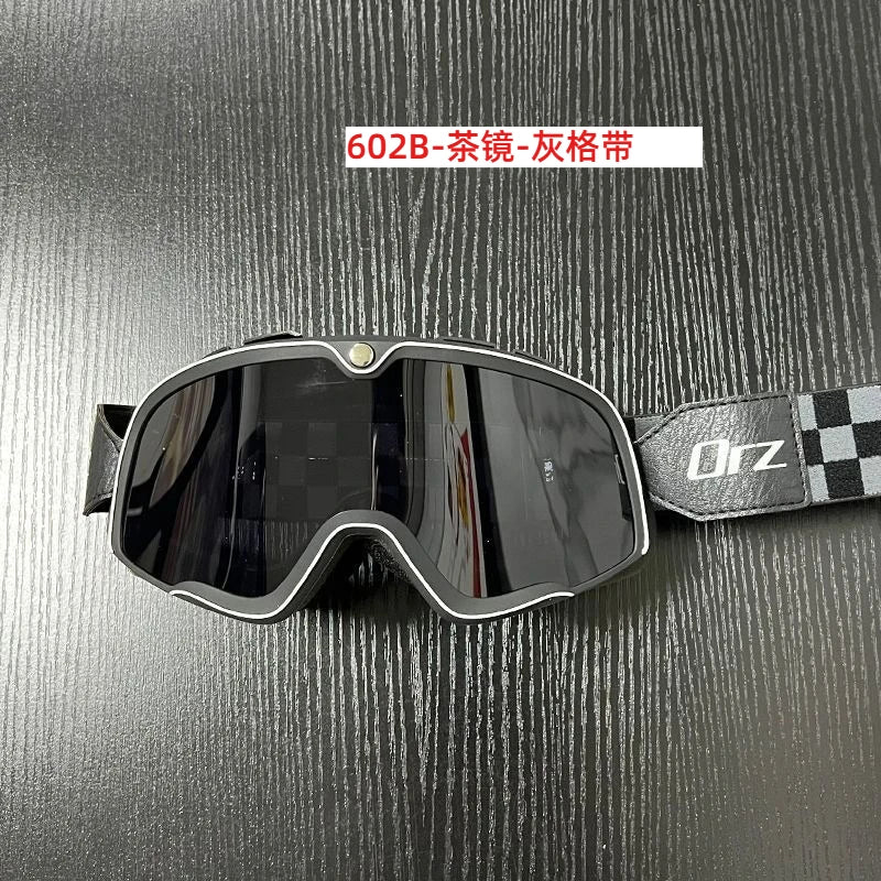 Gafas de viento retro Orz, gafas de motocicleta, gafas de viento retro a prueba de arena, para conducción todoterreno, casco 3/4.