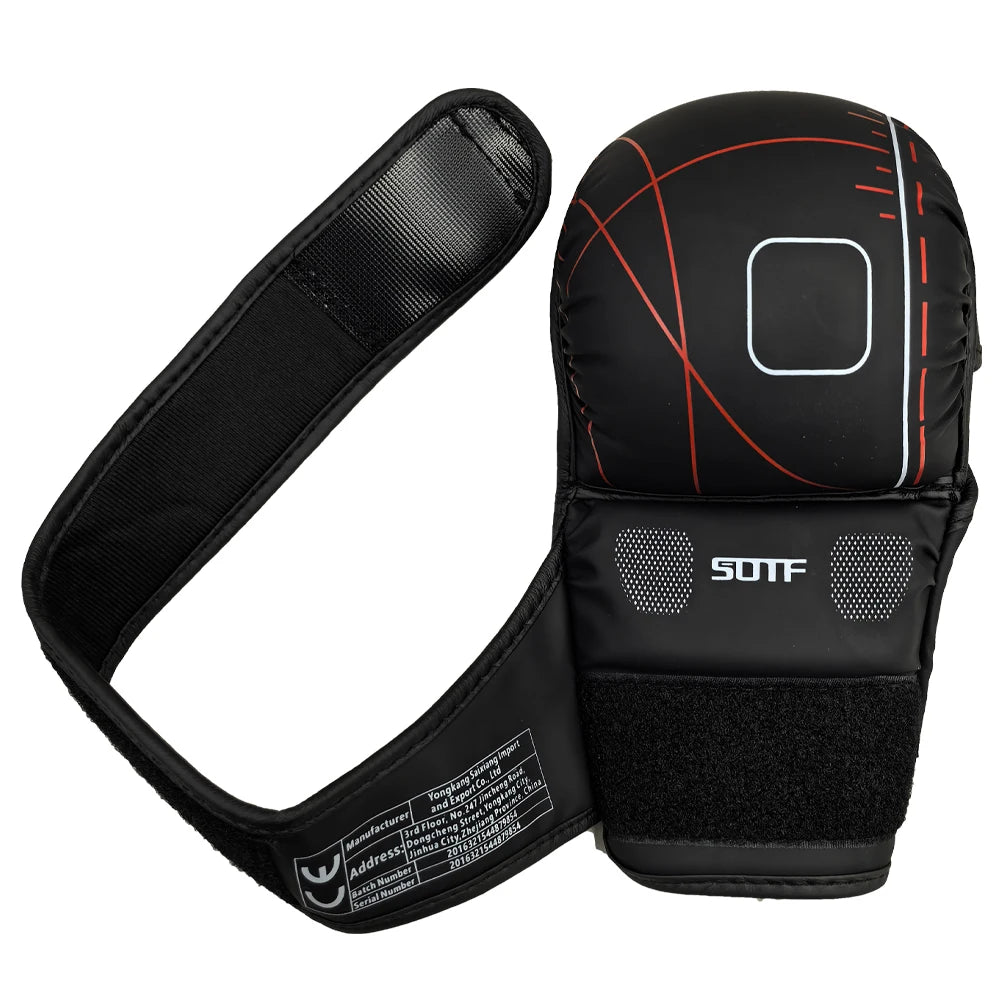 Guantes de entrenamiento de boxeo MMA para adultos profesionales, cojín de cuero de medio dedo, nudillos Sanda para saco de arena
