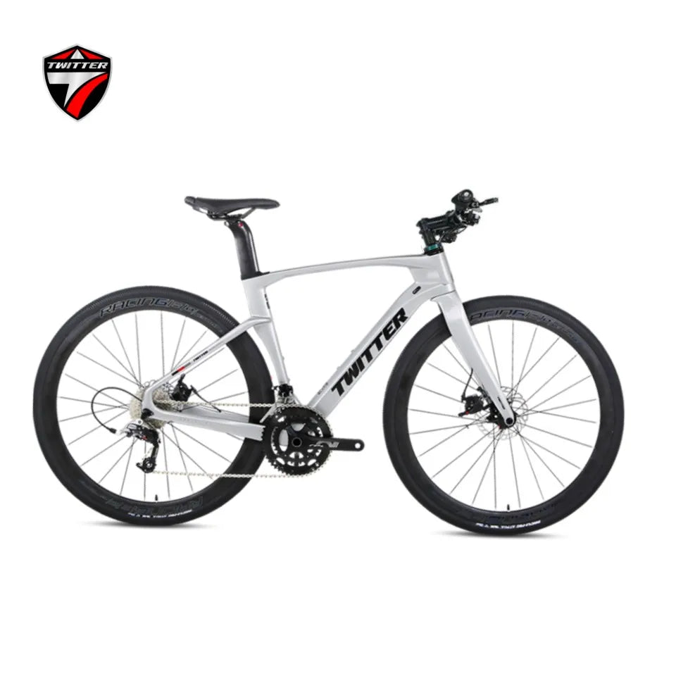 TWITTER V3Pro Transmisión electrónica SENTYEH ES800-13S Bicicleta de gravel de fibra de carbono con manillar plano y freno de disco hidráulico