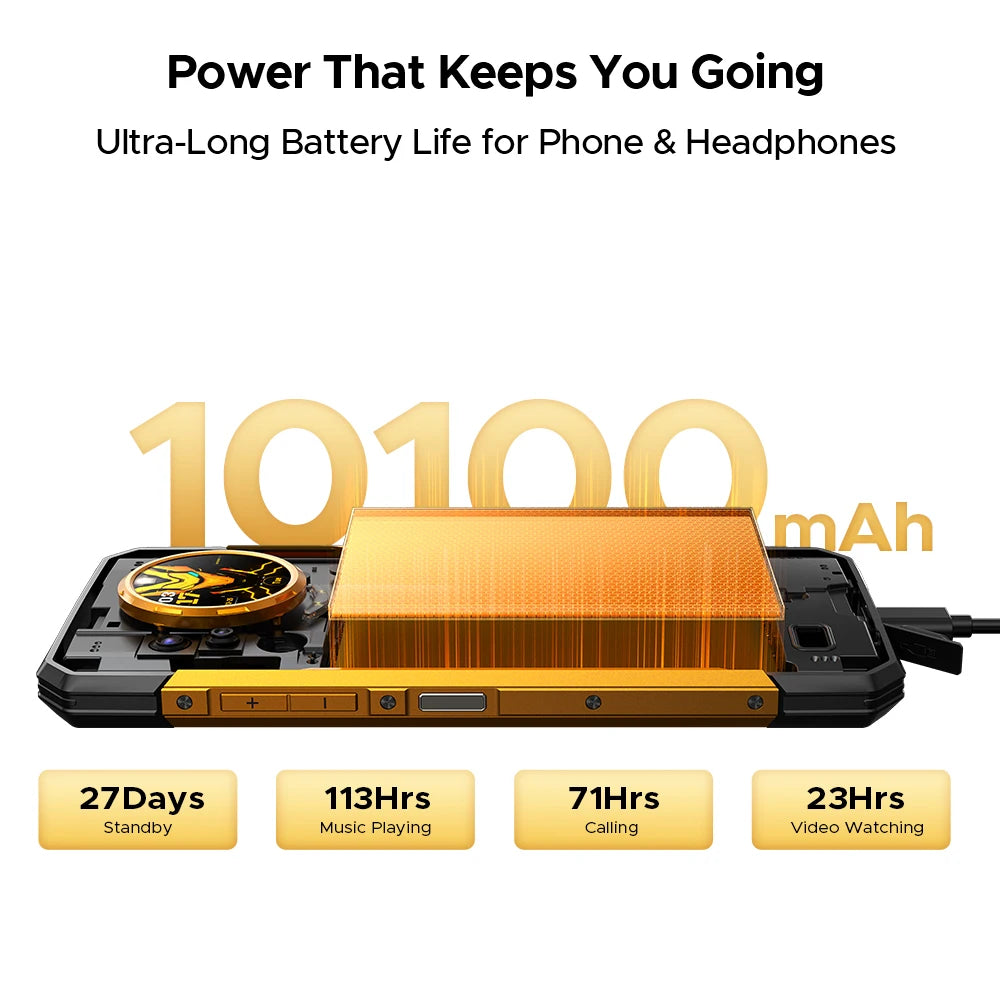Teléfono rugerizado DOOGEE S200 5G 48GB 512GB Dimensity 7050 6,72” FHD+ 120Hz 10100mAh Cámara de 100MP Smartphone Android 16 con NFC