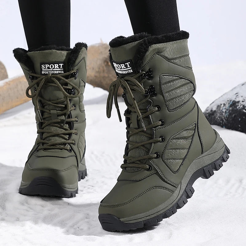 Botas de nieve de invierno para mujer, botines impermeables de alta calidad, botas gruesas y cálidas para senderismo en la nieve, zapatos de algodón para exteriores, zapatillas de deporte