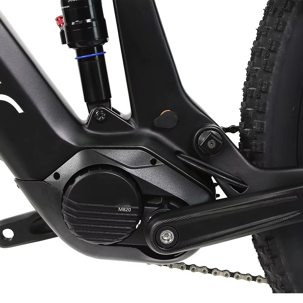Latest model, for EM19 E mountain bike, mid-drive motor, 12-speed, carbon fiber electric mountain bike, dual suspension.