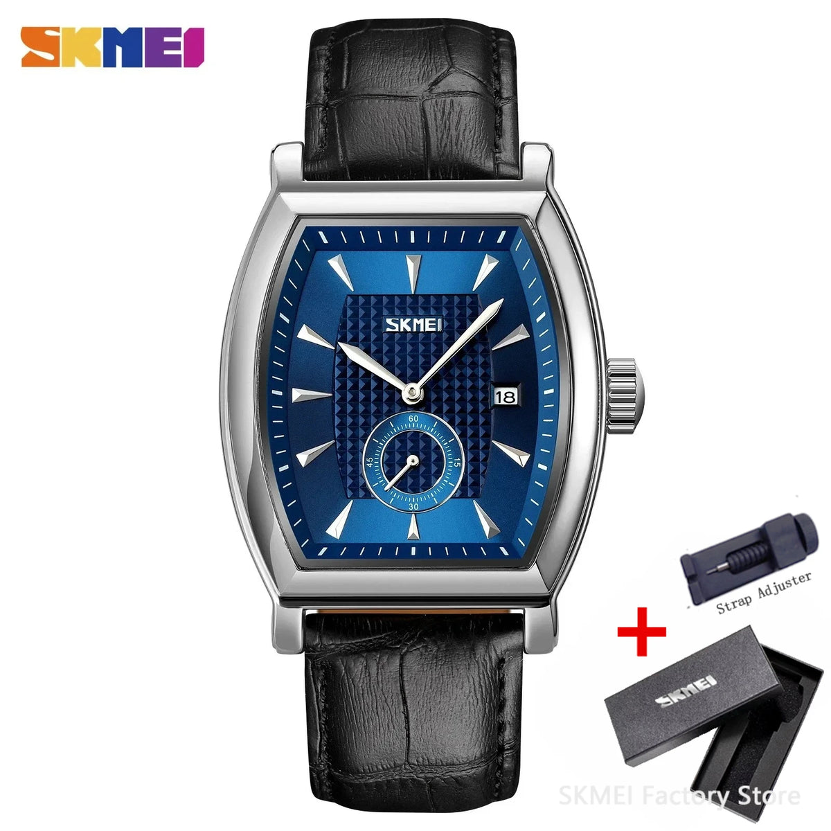 Reloj de cuarzo para hombre SKMEI 9306 de negocios, de lujo, con correa de cuero, calendario, resistente al agua, deportivo, reloj de pulsera para hombre