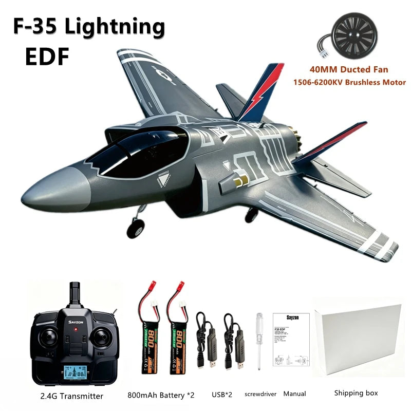 Avión RC F‑35 Lightning, modelo con ventilador canalizado de 40 mm, estructura de EPP, giroscopio de 6 ejes, 2.4G, 4 canales, acrobacias con un solo toque, RTF