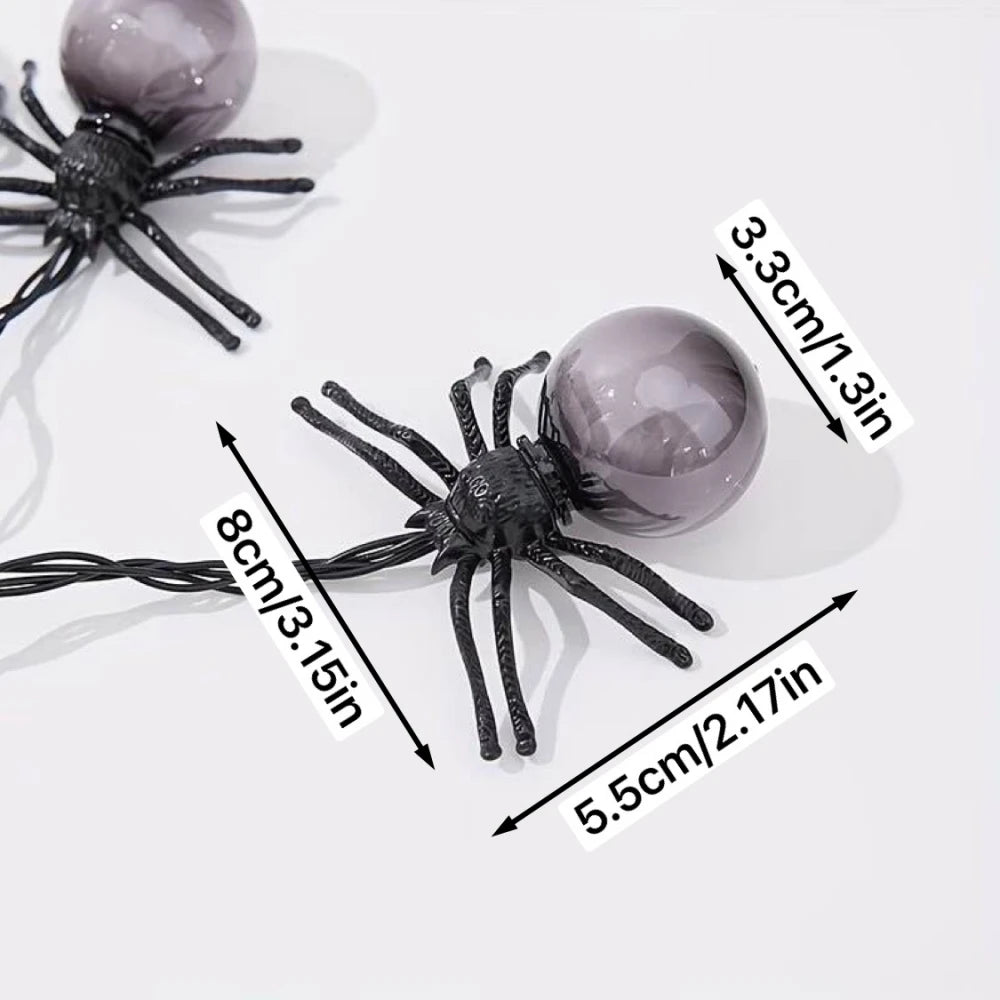Guirnalda de Luces LED con Forma de Araña, 10 LED, Decoración de Halloween, Luces de Hadas a Pilas para Fiestas, Casas Encantadas, Interiores y Exteriores