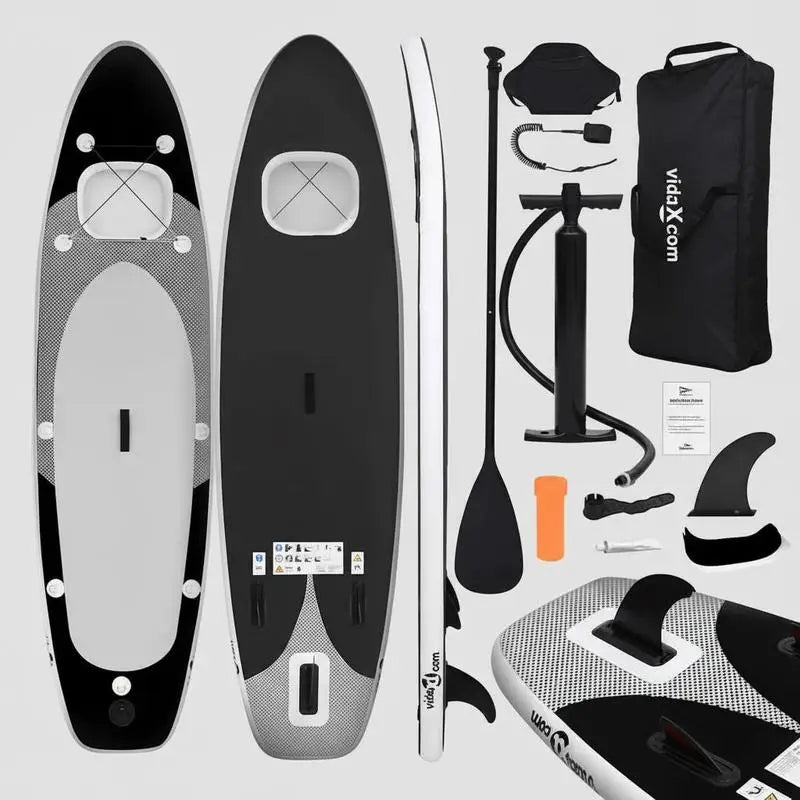 Set de tabla de paddle surf inflable negra 330x76x10 cm