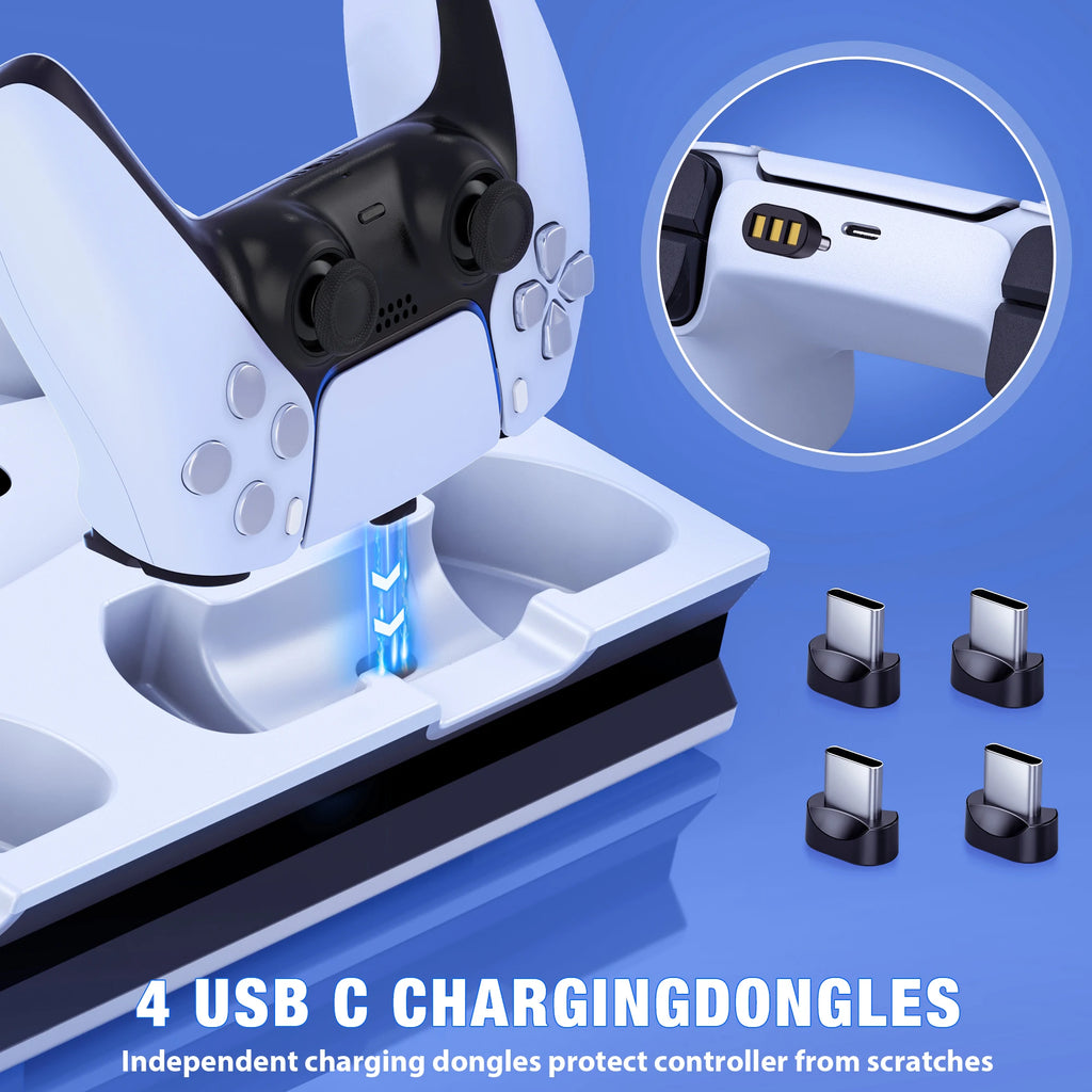 DinoFire S5000 3 Speed Cooling Fan3 Port USB Hub, Headset Holder, and Game Storage, Compatible with PS5 Disc & Digital Consoles